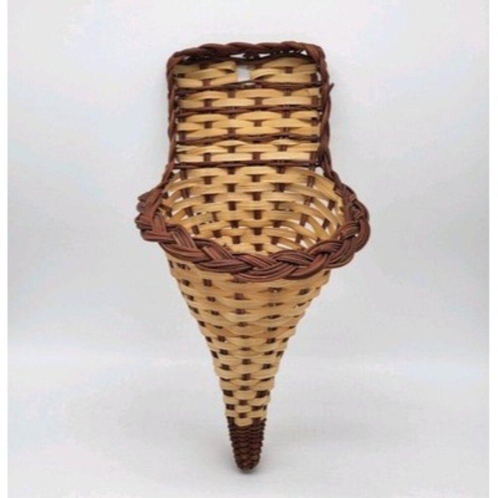Cornucopia Horn of Plenty Woven Basket Fall Autumn Rustic Primitive Wall Hanging